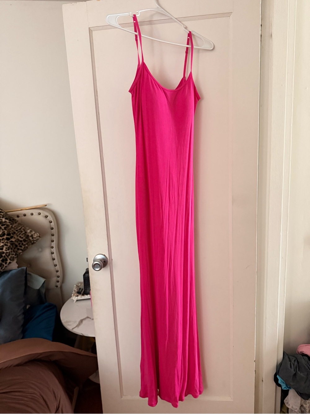 Popilush Pink Shape-wear Slip Maxi Dress with Spaghetti Straps